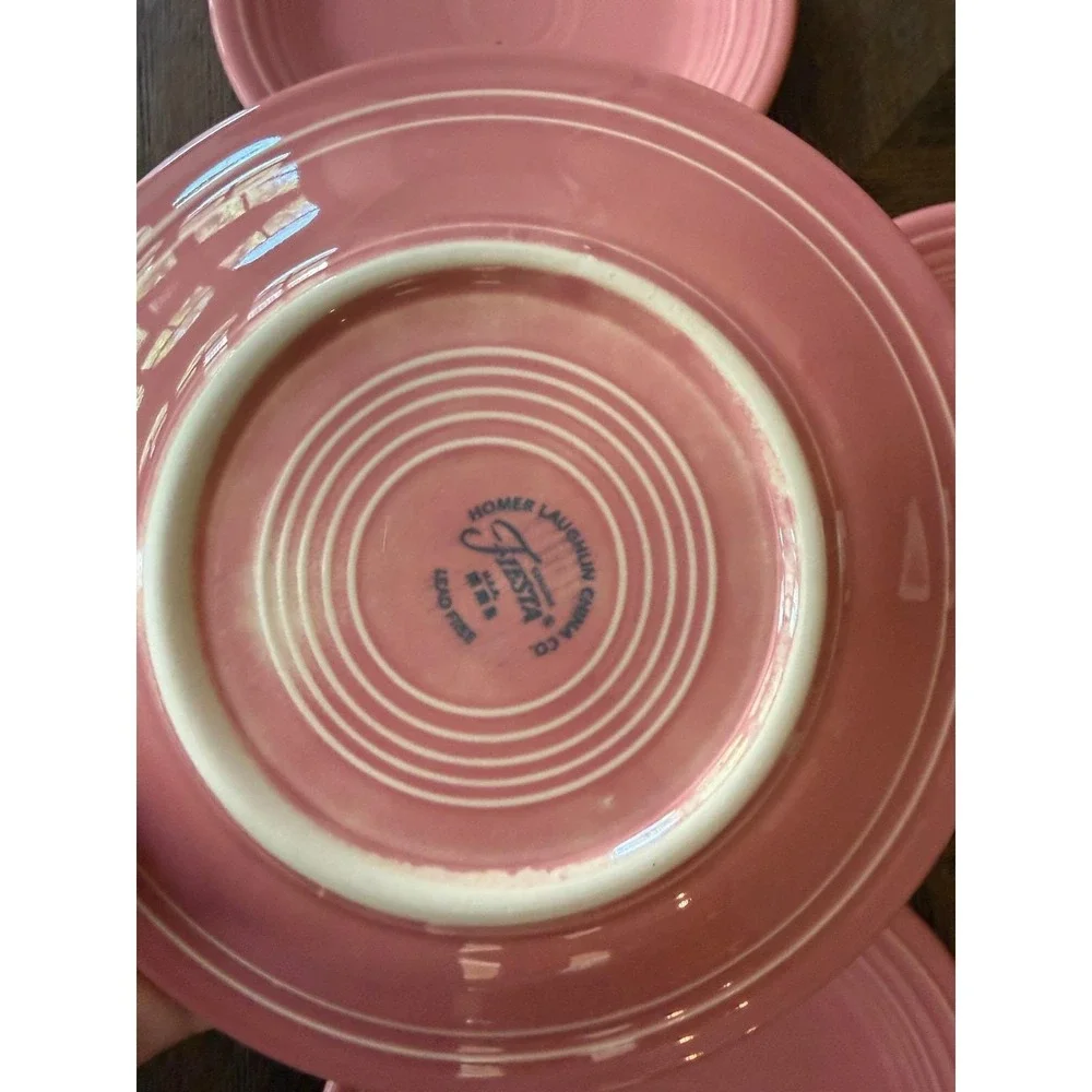 Vintage Fiesta Rose Pink Salad Plates Set of 4 Homer Laughlin 7.25 Inch